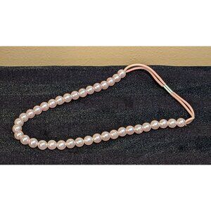 Faux Pink Pearl Bead Stretchy Headband For Women & Girls